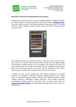 Why Opt for Commercial Vending Machines from Ausbox?