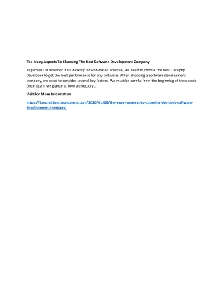 The Many Aspects To Choosing The Best Software Development Company