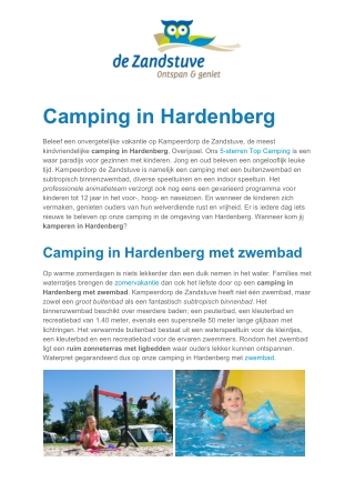 Kampeerdorp de Zandstuve - Camping Hardenberg