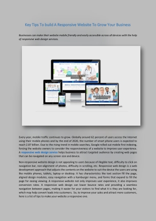 Key Tips To build A Responsive Website To Grow Your Business