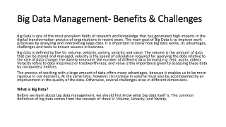 Big Data Management -Benefits & Challenges