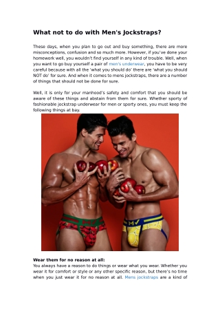 What not to do with Men's Jockstraps?