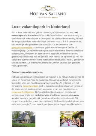 Hof van Salland - Luxe vakantiepark Nederland