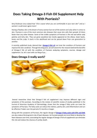 Does Taking Omega-3 Fish Oil Supplement Help With Psoriasis?