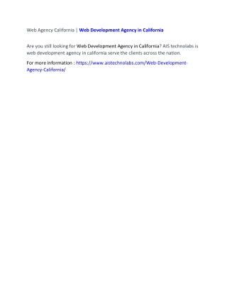Web Agency California | Web Development Agency in California