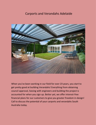 Carports and Verandahs Adelaide