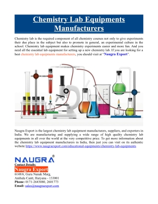 Chemistry Lab Equipments Manufacturers