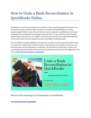 Undo a Bank Reconciliation in QuickBooks Accounting