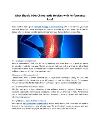 What Should I Get Chiropractic Services with Performance Pain?