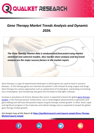 Gene Therapy Market Trends Analysis and Dynamic 2026