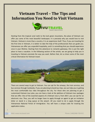 Vietnam travel – the tips and information you need to visit Vietnam