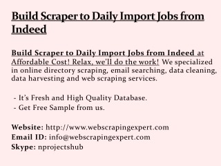 Build Scraper to Daily Import Jobs from Indeed