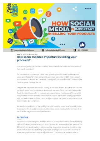 How social media is Important in selling your products by Social Media Marketing Agency Ahmedabad.