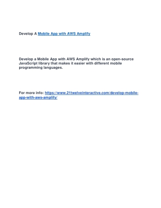 Develop A Mobile App with AWS Amplify