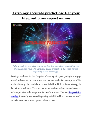 Astrology accurate prediction: Get your life prediction report online