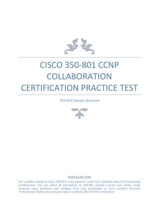 Latest Cisco 350-801 CCNP Collaboration Certification Practice Test