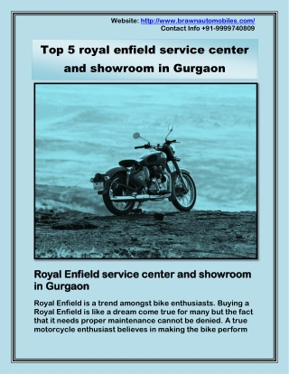 Top 5 royal enfield service center and showroom in Gurgaon