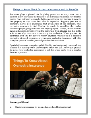 Things to Know About Orchestra Insurance and Its Benefits