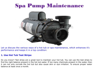 Spa Pump Maintenance