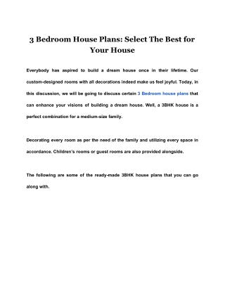 3 Bedroom House Plans: Select The Best for Your House