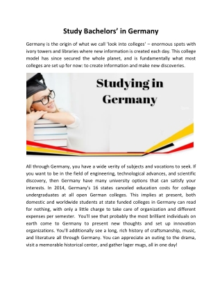 Study Bachelors’ in Germany