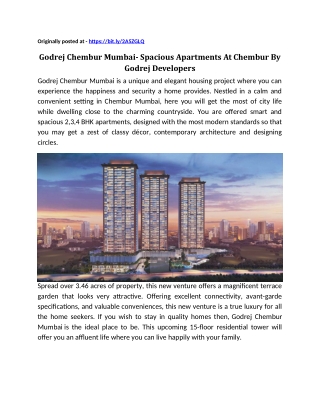 Godrej Chembur Mumbai - Spacious Apartments At Chembur By Godrej Developers!!