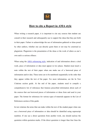 How to cite a Report in AMA style