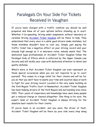 Paralegals On Your Side For Tickets Received In Vaughan