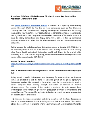 Agricultural Disinfectant Market Revenue, Size, Development, Key Opportunities, Application & Forecasts to 2024