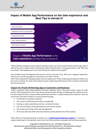 Impact of Mobile App Performance on the User-experience and Best Tips to elevate it!