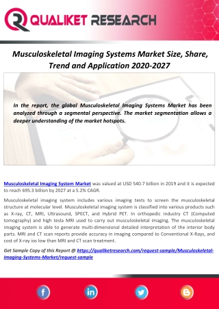 Musculoskeletal Imaging Systems Market will Reach At Higher CAGR in Future