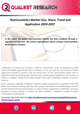 Nutricosmetics Market Overview, Industry News, Development Opportunities & Challenges – 2019-2025