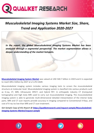 Musculoskeletal Imaging Systems Market Suppliers , Segmentation and Demand Research Report