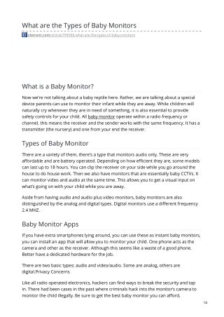 What are the Types of Baby Monitors