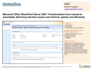 CAPABILITY ECM &amp; Forms BI &amp; Portals Collaboration &amp; Communication KEY 2007 MICROSOFT® OFFICE TECHNOLOGIES