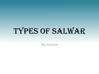 Types of salwar | by mirraw