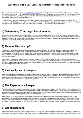 Just how to Select a Civil Lawyer That's Right For You?