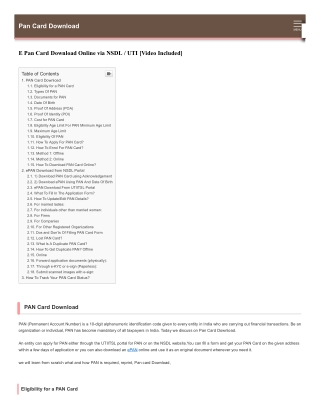 E Pan Card Download Online via NSDL UTIITSL