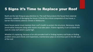 5 Signs it’s Time to Replace your Roof