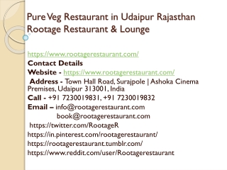 Pure Veg Restaurant in Udaipur Rajasthan Rootage Restaurant & Lounge