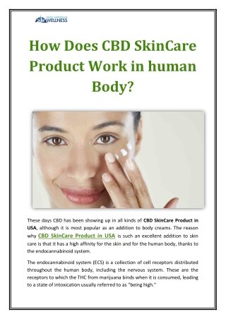 How Does CBD SkinCare Product Work in human Body?