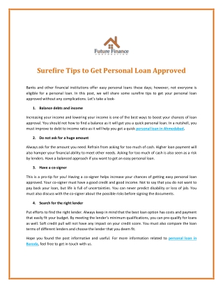 Tips to Get your Personal Loan Approval