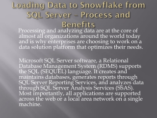 Loading Data to Snowflake from SQL Server – Process and Benefits