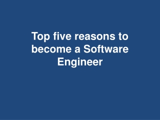 Top five reasons to become a Software Engineer