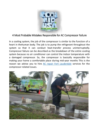 4 Most Probable Mistakes Responsible for AC Compressor Failure