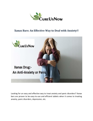 Buy Xanax Bars Online: An Effective Way to Deal with Anxiety!!