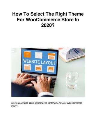 How To Select The Right Theme For WooCommerce Store In 2020?