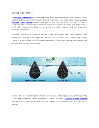 Activated Carbon filtration -  activated carbon filters - Ecogreen