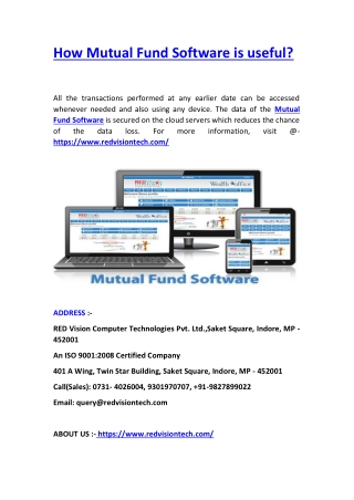How Mutual Fund Software is useful?