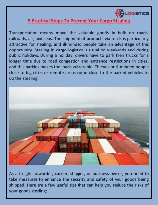 5 Practical Steps To Prevent Your Cargo Stealing